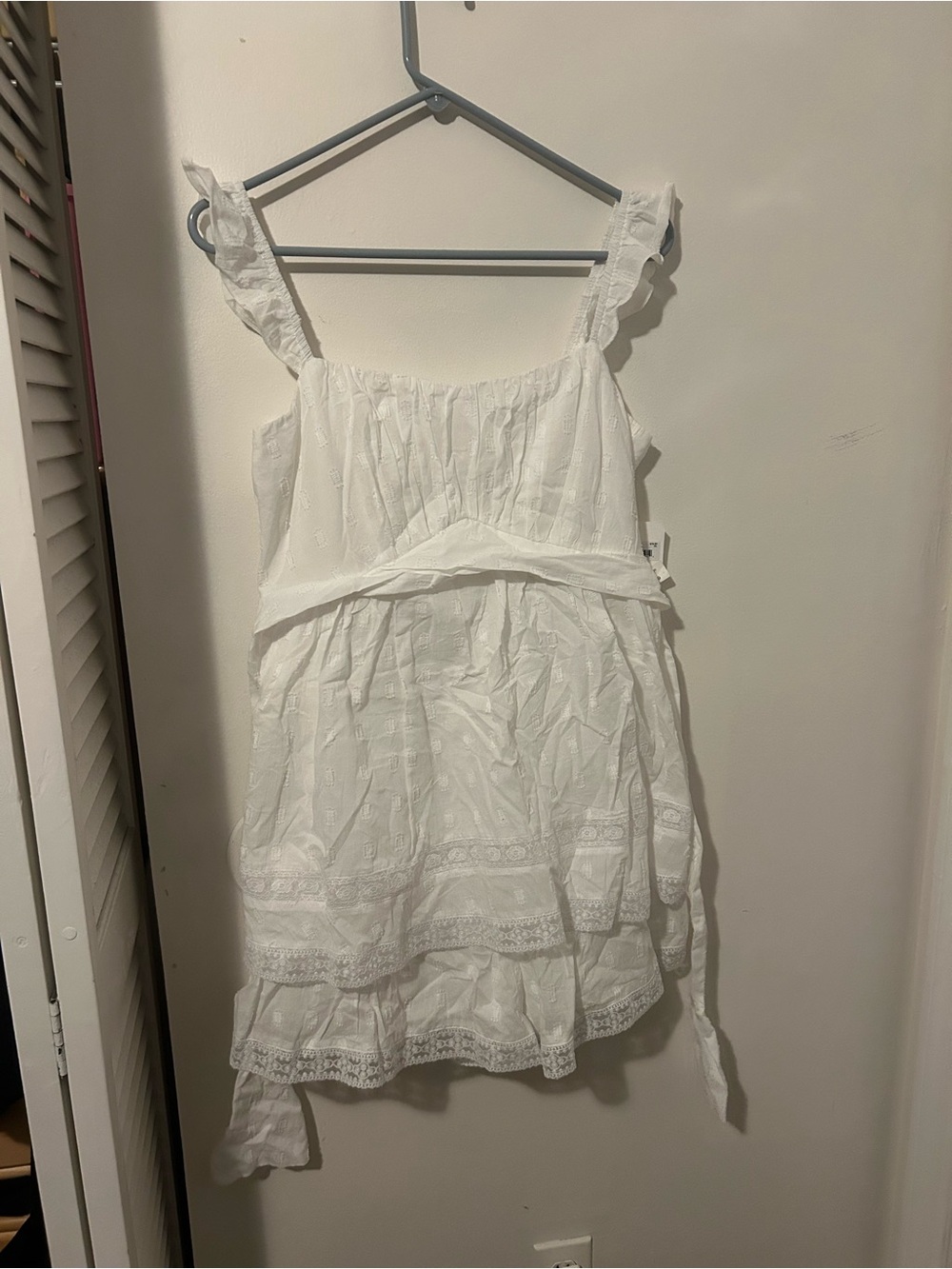 Altar'd State White Ruffled Eyelet Dress - Breezy Tiered Design